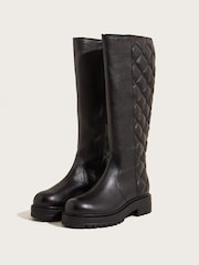 Monsoon Black Quilted Leather Stomp Boots - Image 1 of 2