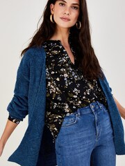 Monsoon Crochet Trim Black Midi Dress - Image 1 of 1