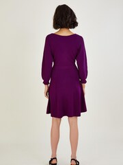 Monsoon Purple Pleat Cuff Short Knit Dress - Image 2 of 4
