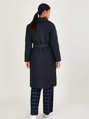 Monsoon Blue Piper Padded Shawl Collar Coat in Recycled Polyester - Image 2 of 3