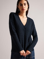 Ted Baker Blue Jackeiy V-Neck Sweater - Image 1 of 5