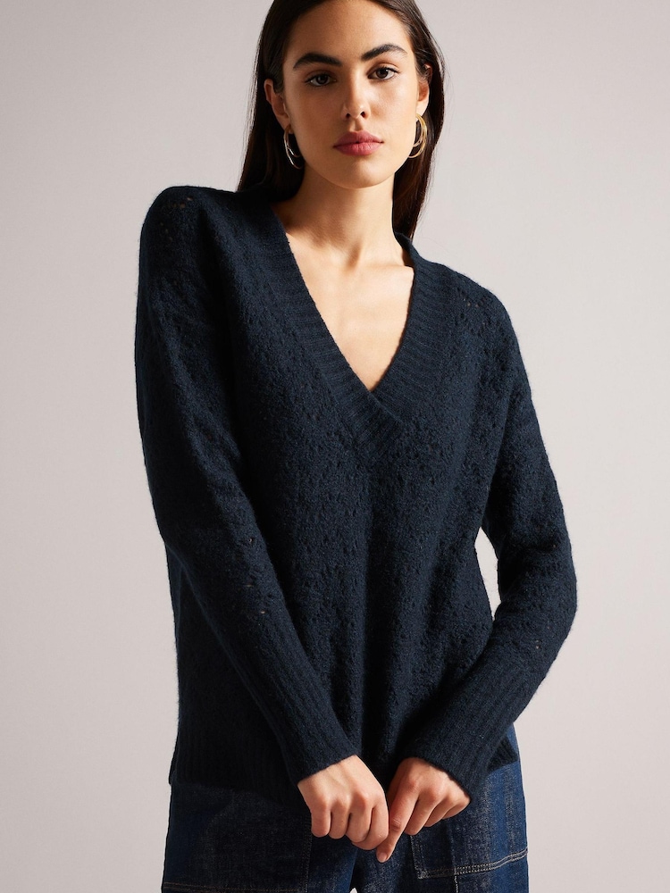 Ted Baker Blue Jackeiy V-Neck Sweater - Image 1 of 5