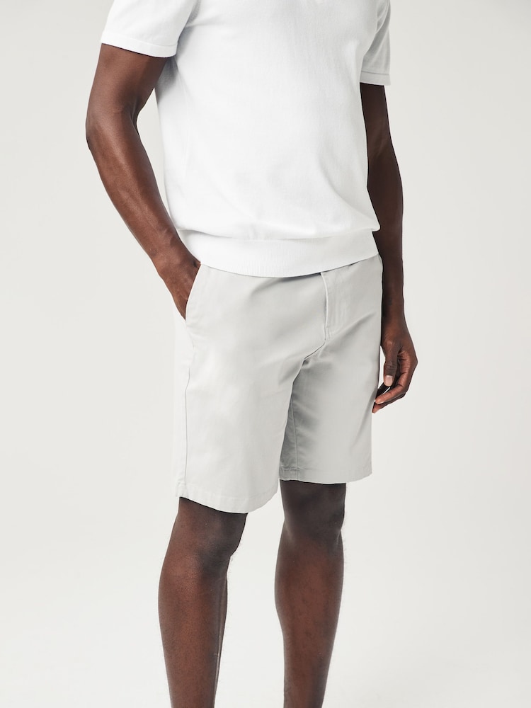 Bleu marine/gris/pierre - Ajustement droit - Short chino extensible 3 Pack - Image 10 of 14
