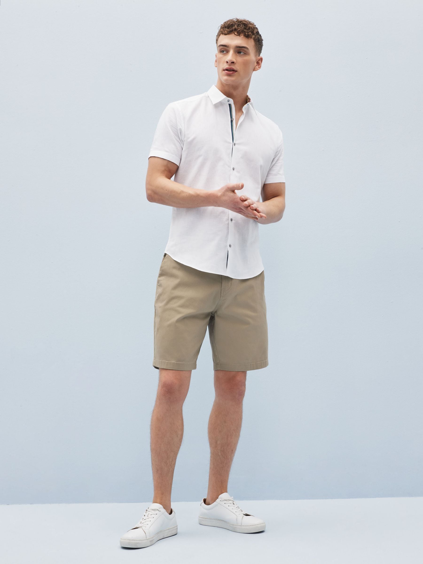 Buy Navy Blue/Grey/Stone Straight Fit Stretch Chinos Shorts 3 Pack