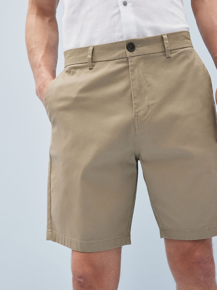 Bleu marine/gris/pierre - Ajustement droit - Short chino extensible 3 Pack - Image 5 of 14