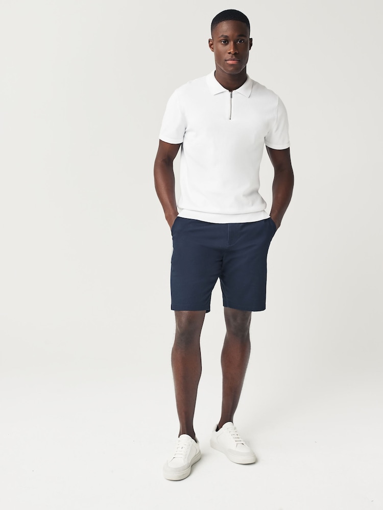 Bleu marine/gris/pierre - Ajustement droit - Short chino extensible 3 Pack - Image 6 of 14
