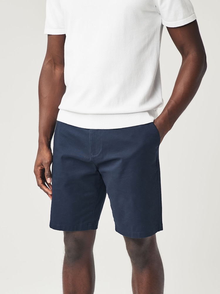 Bleu marine/gris/pierre - Ajustement droit - Short chino extensible 3 Pack - Image 7 of 14