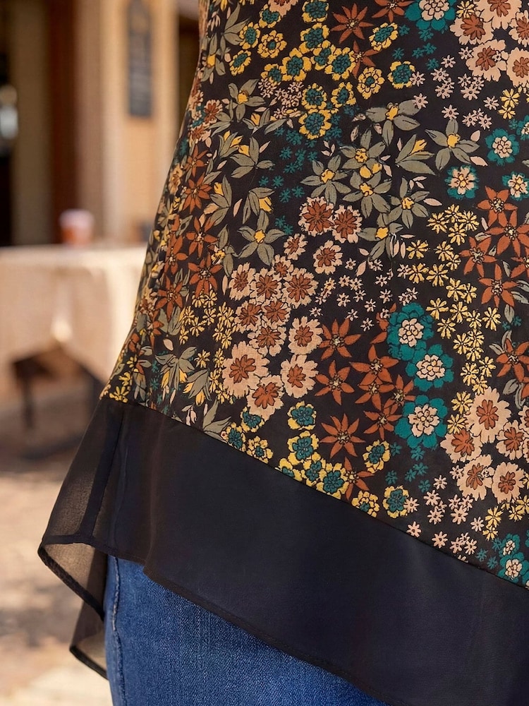 Roman Green Ditsy Floral Print Tunic Top - Image 2 of 4