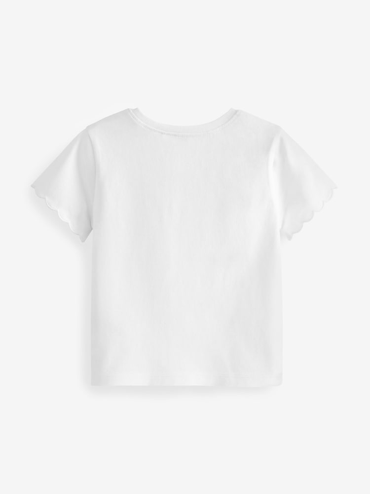 White Short Sleeve Scallop T-Shirt (3mths-7yrs) - Image 10 of 10