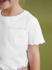 White Short Sleeve Scallop T-Shirt (3mths-7yrs) - Image 7 of 10