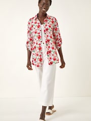 Roman Red Floral Collared Tab Sleeve Shirt - Image 2 of 5