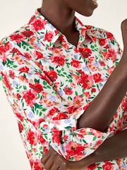 Roman Red Floral Collared Tab Sleeve Shirt - Image 5 of 5