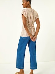 Roman Pink Floral Ditsy Print Lace Trim Top - Image 4 of 5