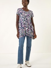 Roman Blue Spot Print Hanky Hem Top - Image 1 of 5