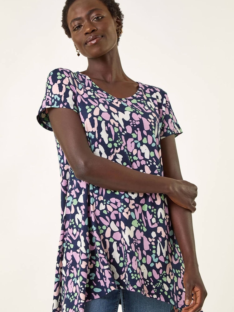 Roman Blue Spot Print Hanky Hem Top - Image 2 of 5