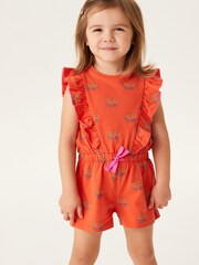 Orange Floral Short Sleeve Playsuit (3mths-7yrs) - Image 1 of 6