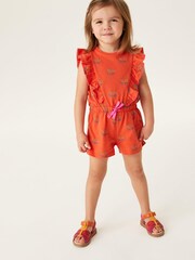 Orange Floral Short Sleeve Playsuit (3mths-7yrs) - Image 2 of 6