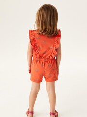 Orange Floral Short Sleeve Playsuit (3mths-7yrs) - Image 3 of 6
