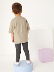 Neutral Oversized Short Sleeves 100% Cotton T-Shirt and Leggings Set (3mths-7yrs) - Image 3 of 6