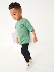 Green/Black Oversized Short Sleeves 100% Cotton T-Shirt and Leggings Set (3mths-7yrs) - Image 1 of 5