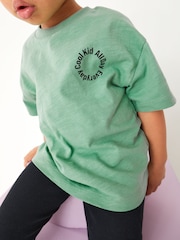 Green/Black Oversized Short Sleeves 100% Cotton T-Shirt and Leggings Set (3mths-7yrs) - Image 3 of 5