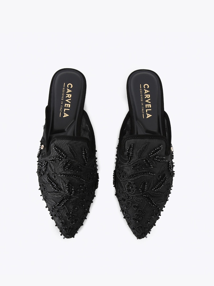 Carvela Black Evelina Lace Mule Pumps - Image 2 of 4