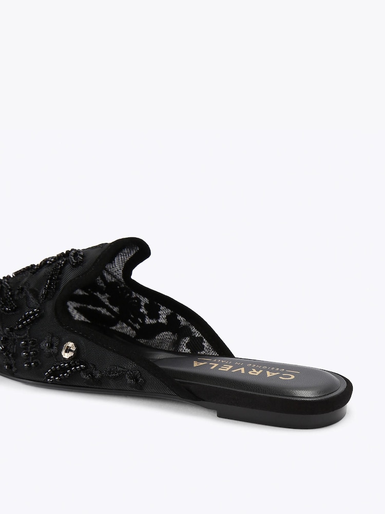 Carvela Black Evelina Lace Mule Pumps - Image 4 of 4