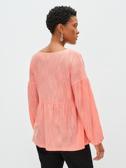 Korallenrot, Pink gestreift - Langärmelige Bluse mit V-Ausschnitt - Bild 3 von 5
