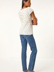 Roman White Bow Front Frill Detail T-Shirt - Image 4 of 5