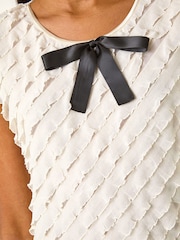 Roman White Bow Front Frill Detail T-Shirt - Image 5 of 5