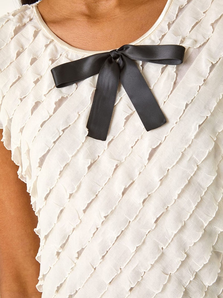 Roman White Bow Front Frill Detail T-Shirt - Image 5 of 5