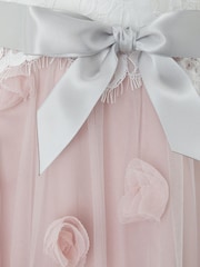 Monsoon Pink Grey Ianthe 3D Flower Dress - Image 2 of 2