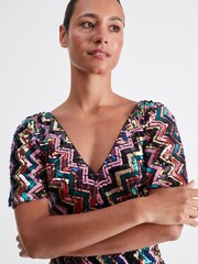 Sonder Studio Natural Glamour Aztec Print Midi Dress - Image 4 of 5