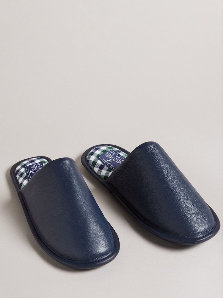 Ted Baker Blue Ardin Leather Mule Slippers - Image 2 of 4 Ted Baker Blue Ardin Leather Mule Slippers - Image 2 of 4