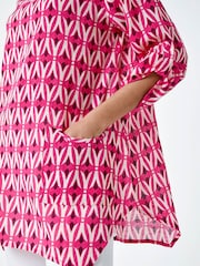 Roman Pink Geometric Pocket Detail Longline Cotton Top - Image 5 of 5