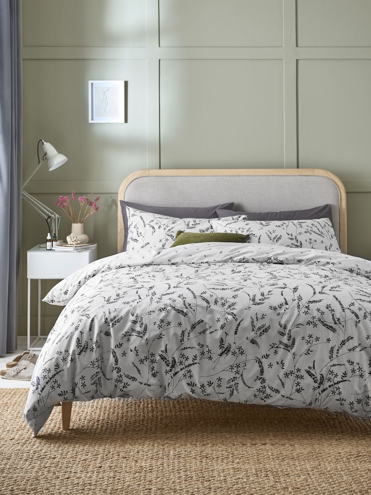 Mono Cotton Rich Reversible Floral Duvet Cover And Pillowcase Set - Image 1 of 4