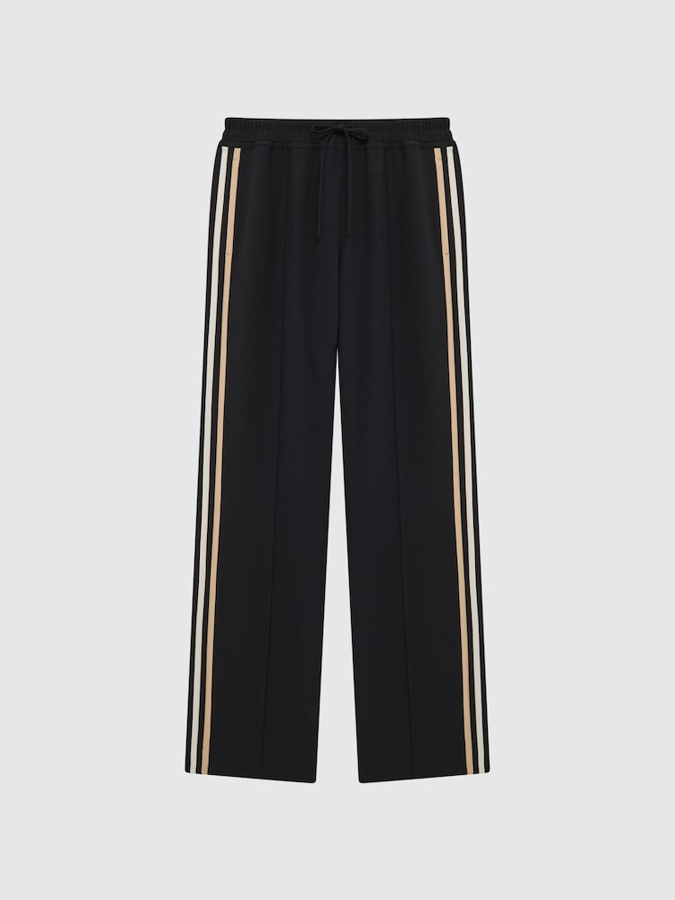 Reiss Black Odell Petite Wide Leg Pull On Trousers - Image 2 of 7