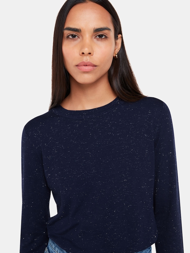 Whistles Blue Annie Sparkle Crew Neck Jumper - Image 1 of 5