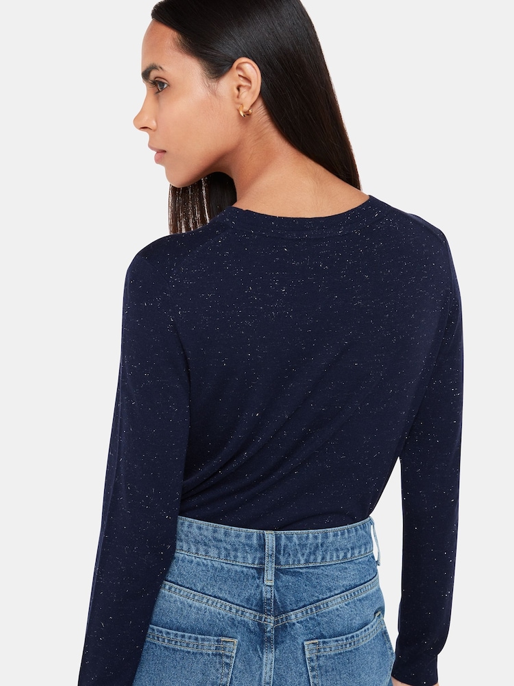 Whistles Blue Annie Sparkle Crew Neck Jumper - Image 2 of 5