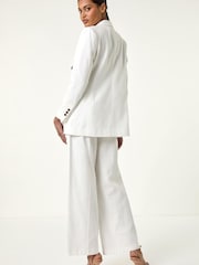 Roman White Cotton Double Breasted Collar Jacket - Image 3 of 5