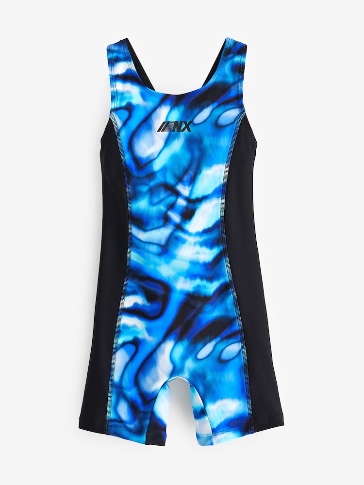 Blue All-Over Print Shortie Swimsuit - Image 2 of 3