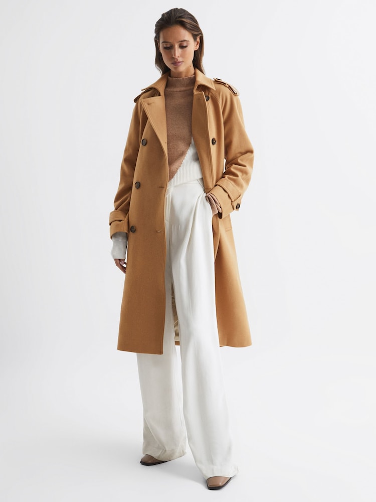 Camel - Reiss Kaiya Trenchcoat aus Wolle - Bild 1 von 8