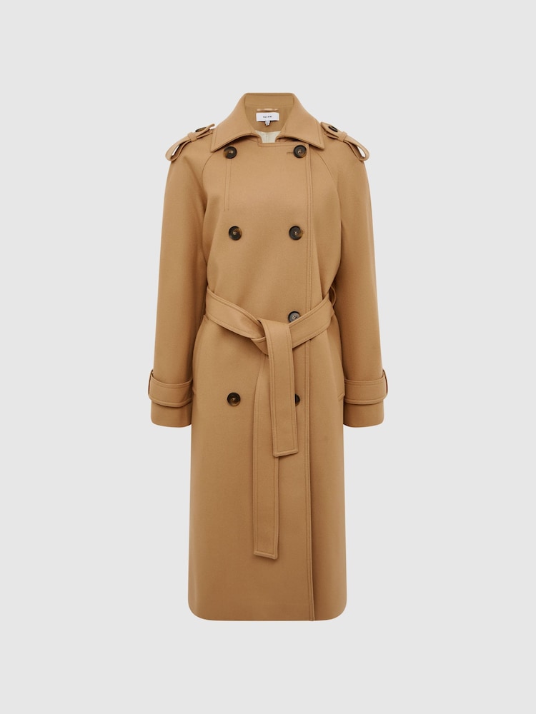 Camel - Reiss Kaiya Trenchcoat aus Wolle - Bild 2 von 8 Camel - Reiss Kaiya Trenchcoat aus Wolle - Bild 2 von 8