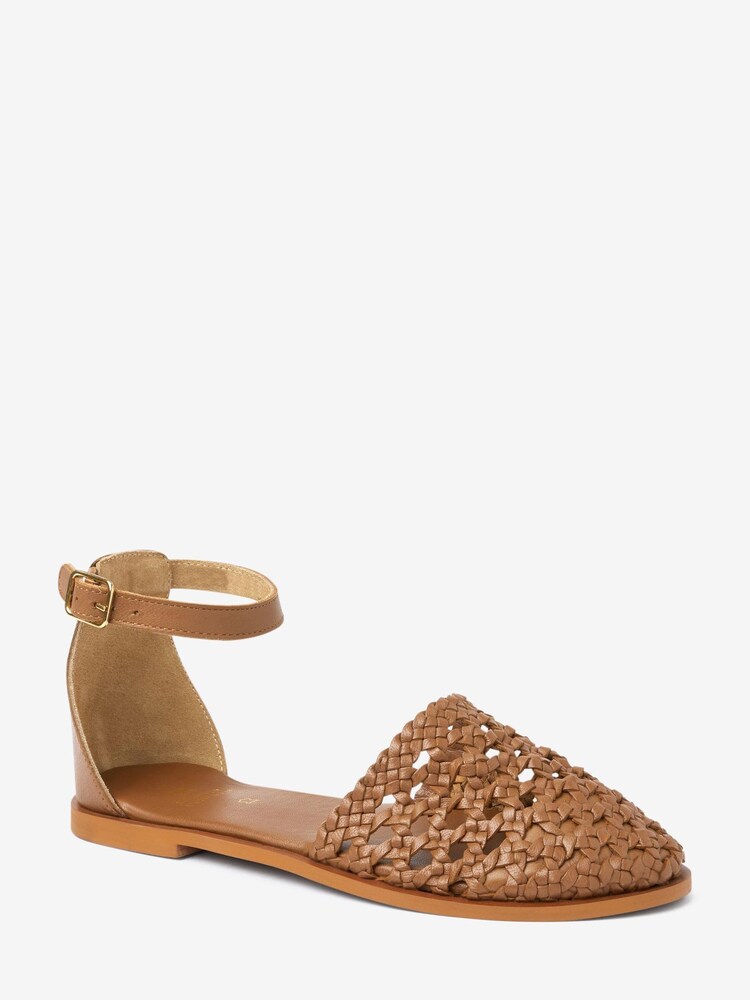 Tan Brown Forever Comfort® Leather Weave Flat Shoes - Image 2 of 5 Tan Brown Forever Comfort® Leather Weave Flat Shoes - Image 2 of 5