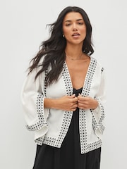 White Embroidered Kimono - Image 1 of 5