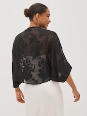 Black Sheer Embroidered Kimono - Image 2 of 5