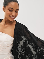 Black Sheer Embroidered Kimono - Image 3 of 5