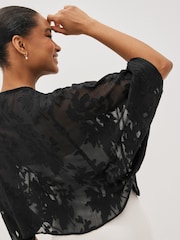 Black Sheer Embroidered Kimono - Image 4 of 5