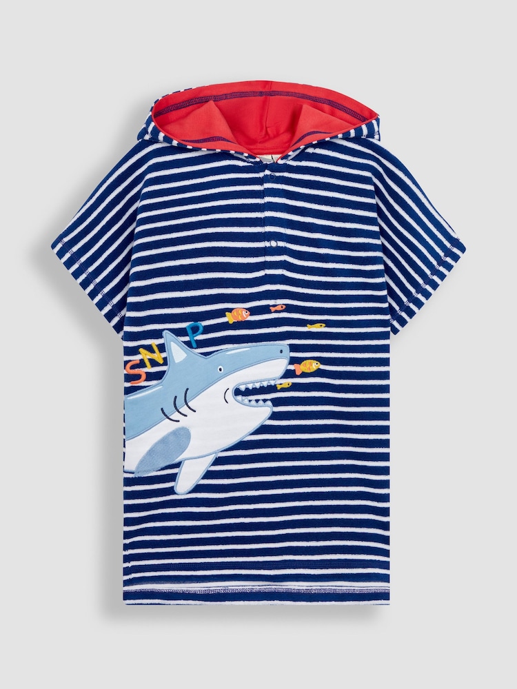 Marineblau/blau - Jojo Maman Bébé Poncho aus Frottee mit Kapuze - Bild 1 von 3 Marineblau/blau - Jojo Maman Bébé Poncho aus Frottee mit Kapuze - Bild 1 von 3