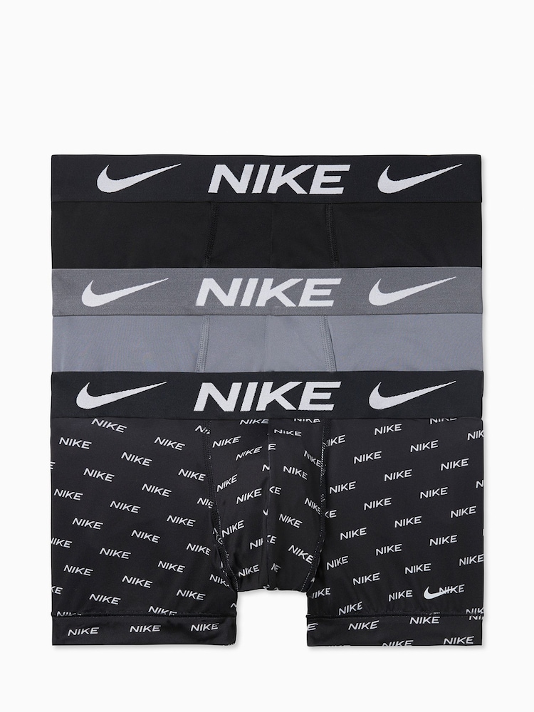 Nike Grey Nike Dri-FIT Essential Black Micro Trunks 3 Pack - Image 1 of 4